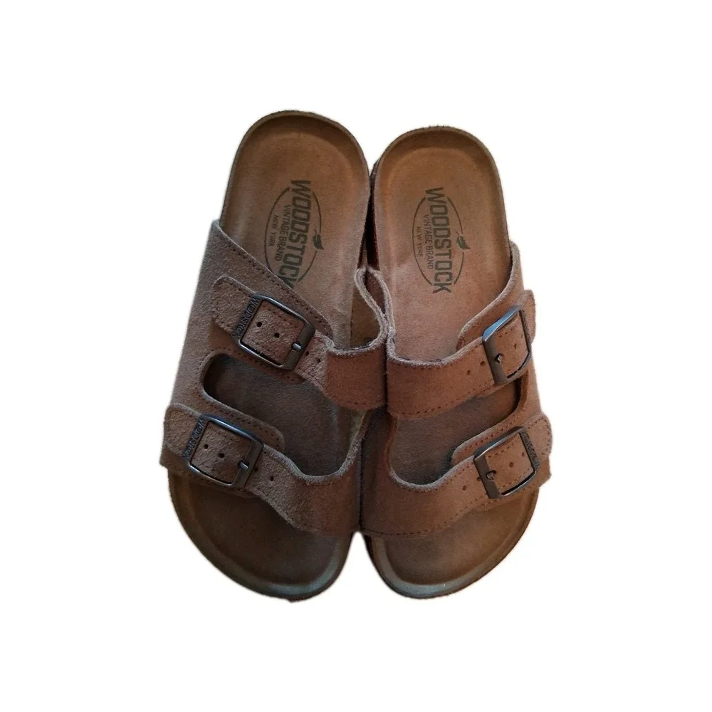 Woodstock Vintage Brand New York Brown‎ Upper Leather Slide Sandals Boys Size 2M